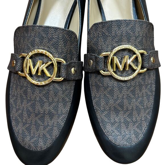 Michael Kors Rory leather loafers slip on shoes US 9.5M black brown monogram - Picture 4 of 11